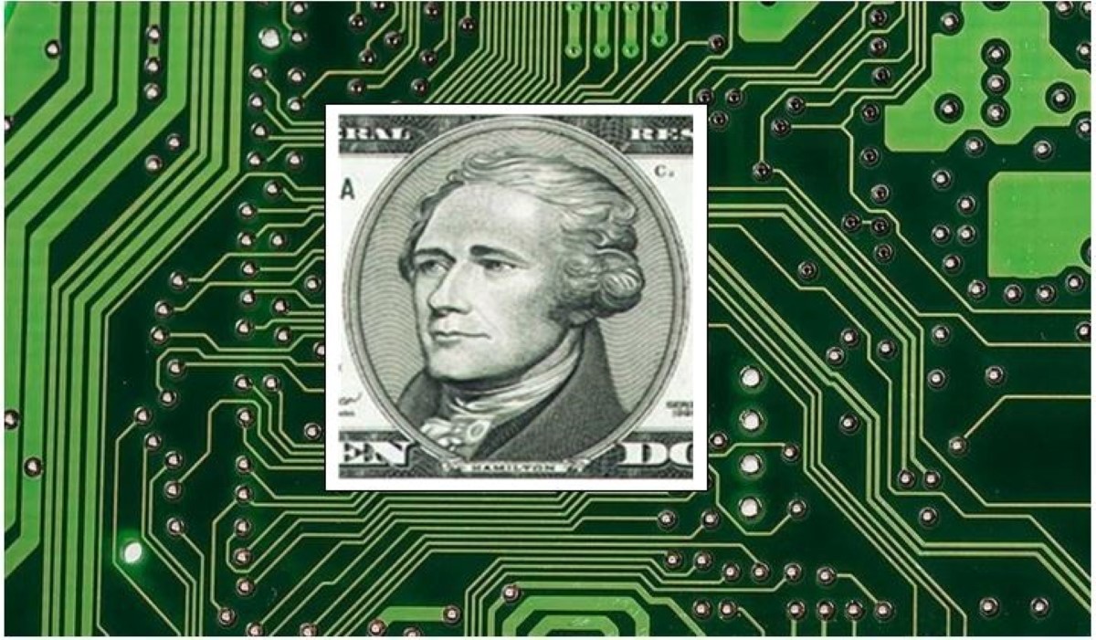 Alexander Hamilton on computer chip