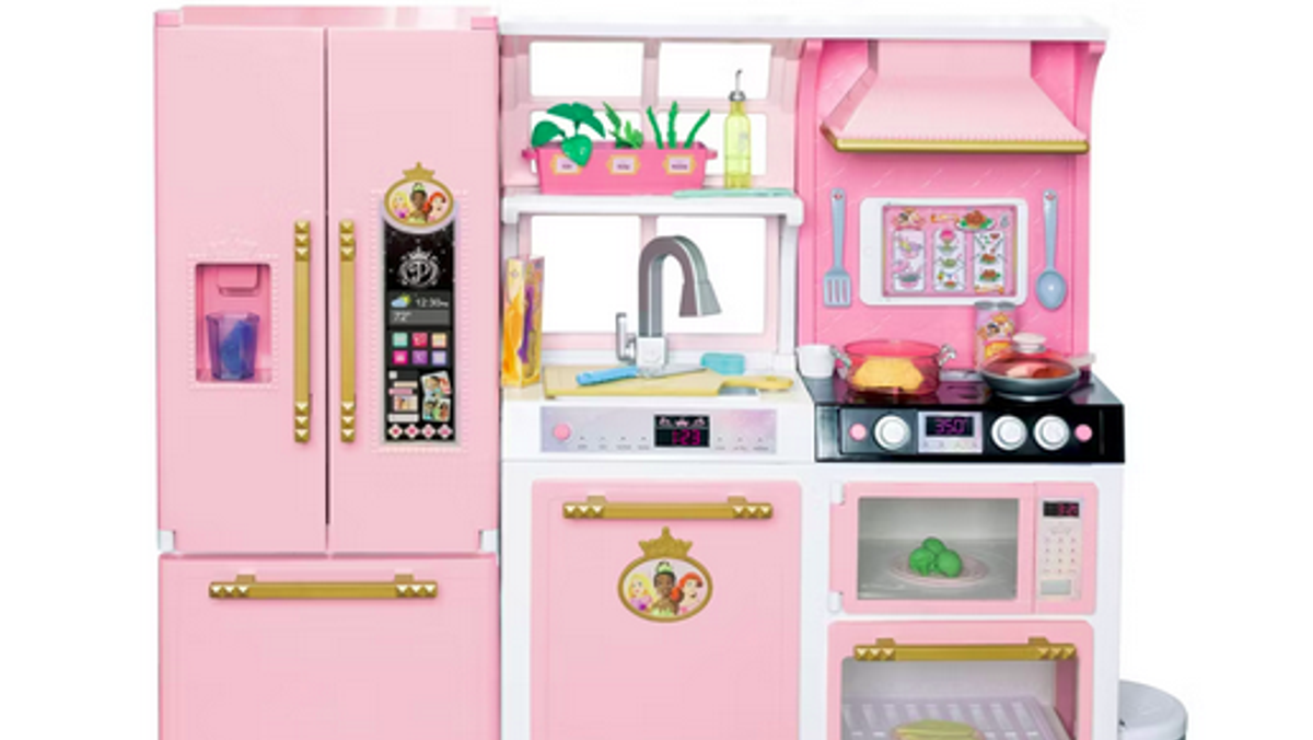 Beautiful kid size plastic kitchen any child would love.
